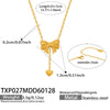 Wholesale Women's Stainless Steel Goldplated Heart Pendant Necklace And Earrings Jewelry Set With Bowknot And Tassel