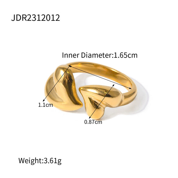 Wholesale Women's Stainless Steel Goldplated Heart Shape Ring