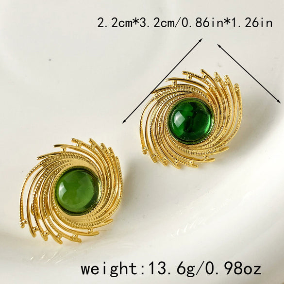 Wholesale Women's Stainless Steel Goldplated Heartinlaid Fashion Temperament Earrings
