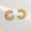 Wholesale Women's Stainless Steel Goldplated Jewelry With White Zircon Inlay Cshaped Drop Design Electroplated Earrings