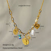 Wholesale Women's Stainless Steel Goldplated Love Flower Tassel Necklace With Animal Zodiac Pattern And Cuban Chain