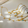 Wholesale Women's Stainless Steel Goldplated Love Flower Tassel Necklace With Animal Zodiac Pattern And Cuban Chain