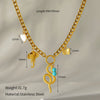 Wholesale Women's Stainless Steel Goldplated Love Flower Tassel Necklace With Animal Zodiac Pattern And Cuban Chain