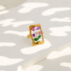 Wholesale Women's Stainless Steel Goldplated Resin Geometric Flower Minimalist Ring