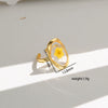 Wholesale Women's Stainless Steel Goldplated Resin Geometric Flower Minimalist Ring