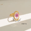 Wholesale Women's Stainless Steel Goldplated Resin Geometric Flower Minimalist Ring