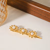 Wholesale Women's Stainless Steel Goldplated Sunflower Inlaid Pearl Hair Clip