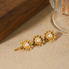 Wholesale Women's Stainless Steel Goldplated Sunflower Inlaid Pearl Hair Clip