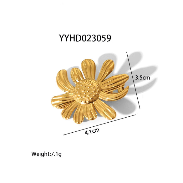 Wholesale Women's Stainless Steel Hairpin Small Fresh Style With Non Fading Plant Flower Pattern Duck Bill Side Clip Electroplated With Pvd Furnace Real Gold For Autumn And Winter