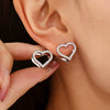 Wholesale Women's 316L Stainless Steel Handmade Inlaid Doublesided Love Zircon Earrings With Geometric Pattern And Electroplating Design