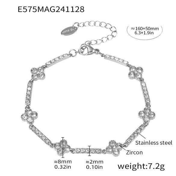 Wholesale Women's 316L Stainless Steel Handmade Inlaid Geometric Zircon Bracelet Pvd Plated 18K Gold Color