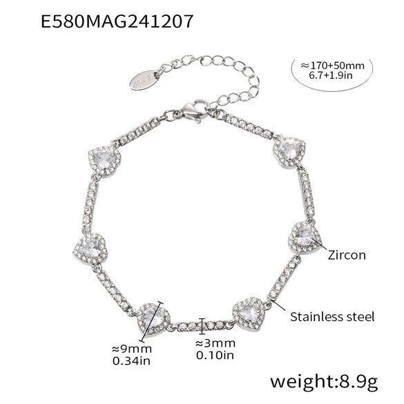 Wholesale Women's 316L Stainless Steel Handmade Inlaid Geometric Zircon Bracelet Pvd Plated 18K Gold Color