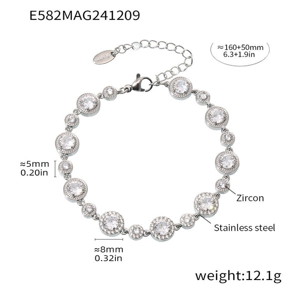 Wholesale Women's 316L Stainless Steel Handmade Inlaid Geometric Zircon Bracelet Pvd Plated 18K Gold Color