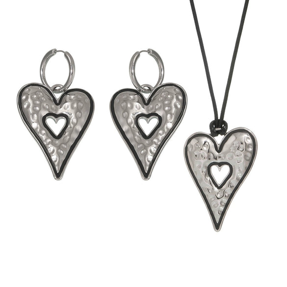 Wholesale Women's 316L Stainless Steel Handpolished Love Earrings And Sweater Chain With Oil Drop Shape And Electroplating