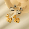 Wholesale Women's Stainless Steel Heart Geometric Hammer Pattern 18K Gold Plated Earrings
