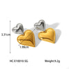 Wholesale Women's Stainless Steel Heart Geometric Hammer Pattern 18K Gold Plated Earrings