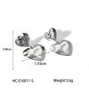 Wholesale Women's Stainless Steel Heart Geometric Hammer Pattern 18K Gold Plated Earrings