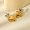 Wholesale Women's Stainless Steel Heart Geometric Hammer Pattern 18K Gold Plated Earrings