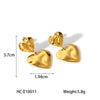 Wholesale Women's Stainless Steel Heart Geometric Hammer Pattern 18K Gold Plated Earrings