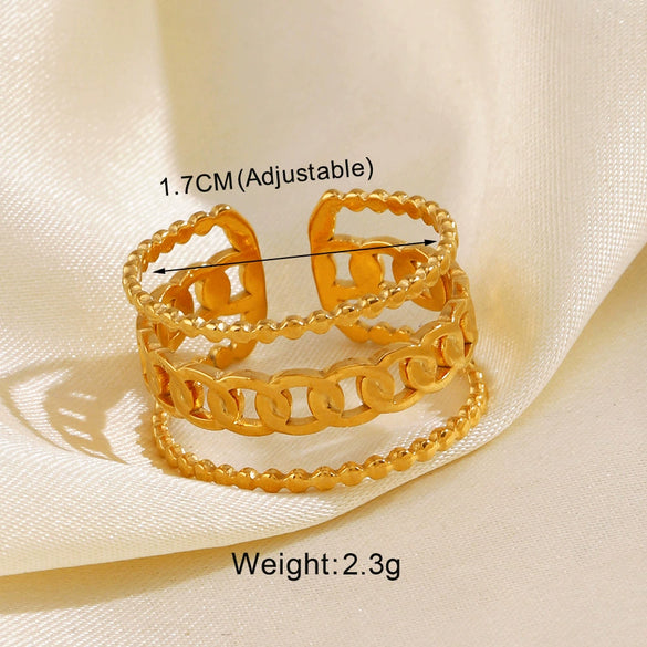 Wholesale Women's Stainless Steel Heart Geometric Opening Ring With Electroplating