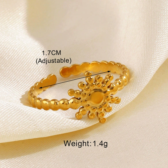 Wholesale Women's Stainless Steel Heart Geometric Opening Ring With Electroplating