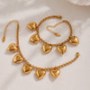 Wholesale Women's Stainless Steel Heart Geometric Pattern Electroplated Luxury Style Pendant Bracelet