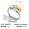 Wholesale Women's Stainless Steel Heart Geometric Ring With Gold And Silver Color Matching And Electroplating Design
