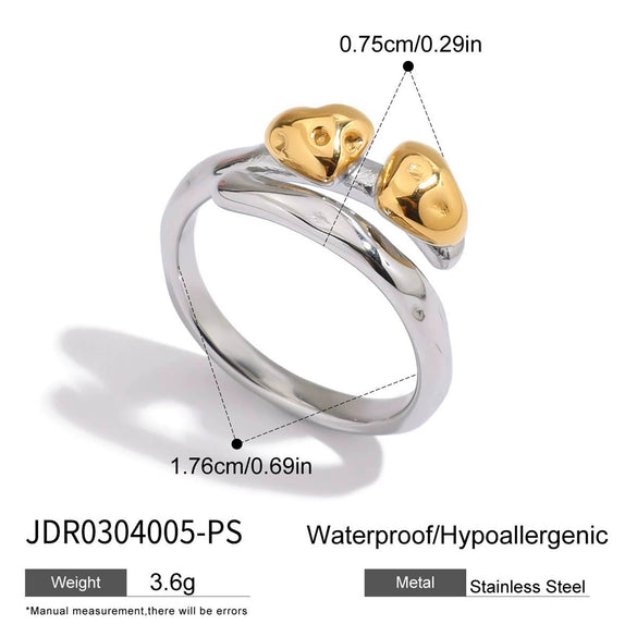 Wholesale Women's Stainless Steel Heart Geometric Ring With Gold And Silver Color Matching And Electroplating Design