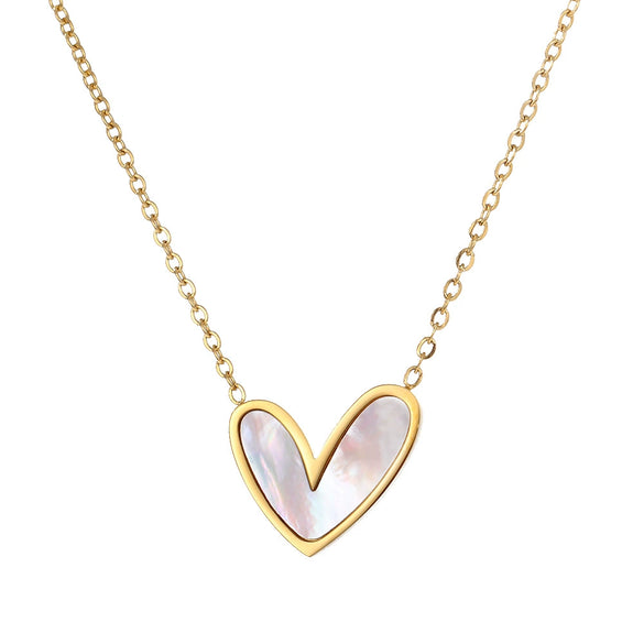 Wholesale Women's Stainless Steel Heart Ochain Necklace With Geometric Pattern And Electroplating Light Luxury Style