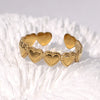 Wholesale Women's Stainless Steel Heart Open Ring 18K Gold Plated Electroplated Hand Jewelry