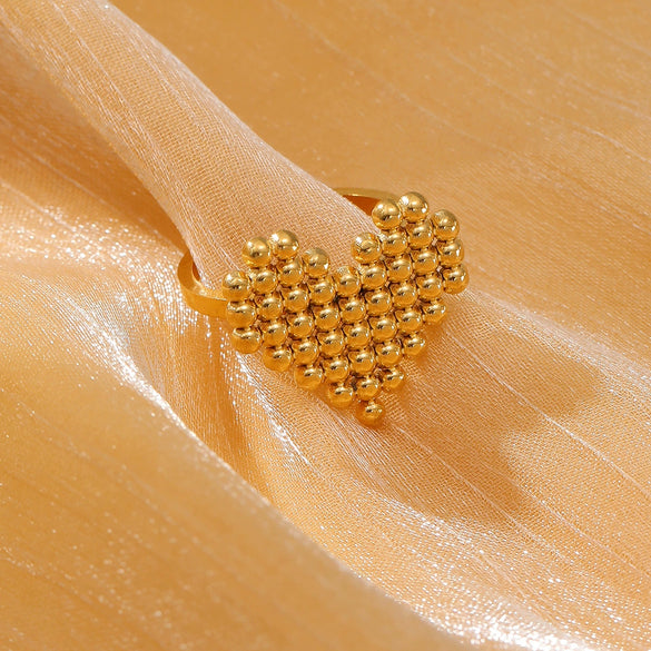 Wholesale Women's Stainless Steel Heart Ring Light Luxury Style With Electroplating