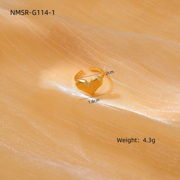 Wholesale Women's Stainless Steel Heart Ring Light Luxury Style With Electroplating