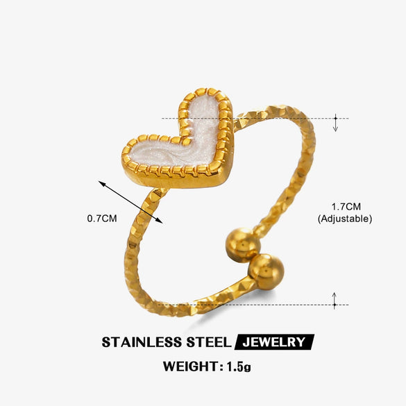 Wholesale Women's Stainless Steel Heart Ring Simple Style With Electroplating Design