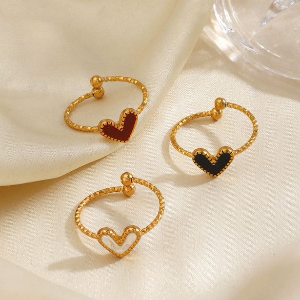 Wholesale Women's Stainless Steel Heart Ring Simple Style With Electroplating Design