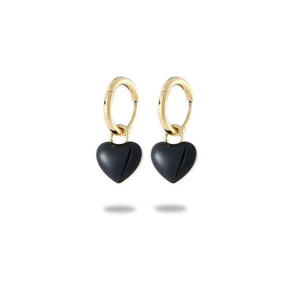 Wholesale Women's Stainless Steel Heart Shape Electroplated Dripping Oil Design Earrings