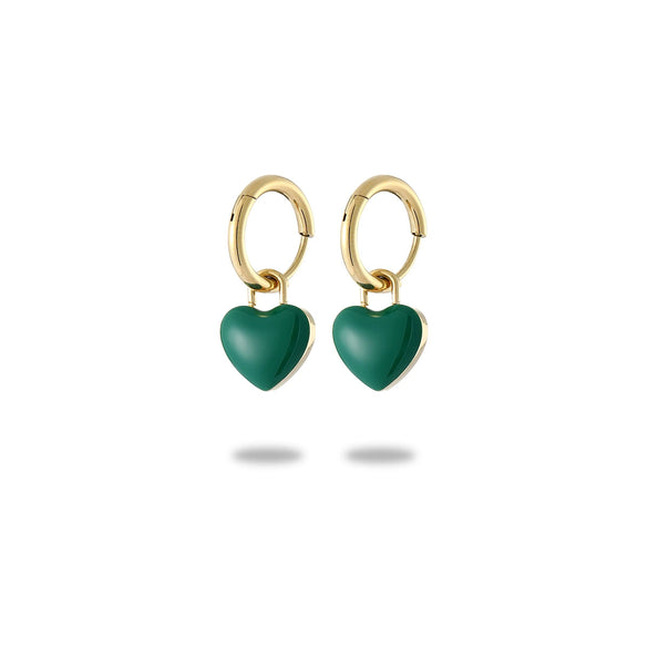 Wholesale Women's Stainless Steel Heart Shape Electroplated Dripping Oil Design Earrings