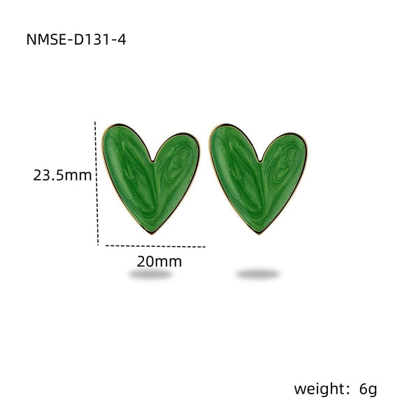Wholesale Women's Stainless Steel Heart Shape Electroplated French Retro Niche Design Light Luxury Exquisite Earrings