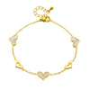 Wholesale Women's Stainless Steel Heart Shape Hollow Smooth Gold Plated Electroplated Fashion Bracelet