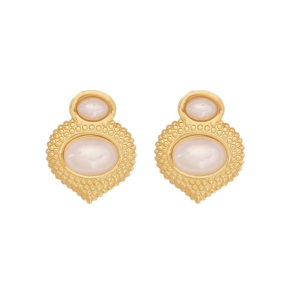 Wholesale Women's Stainless Steel Heart Shape Imitation Pearl Flower Love Butterfly Earrings