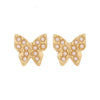 Wholesale Women's Stainless Steel Heart Shape Imitation Pearl Flower Love Butterfly Earrings