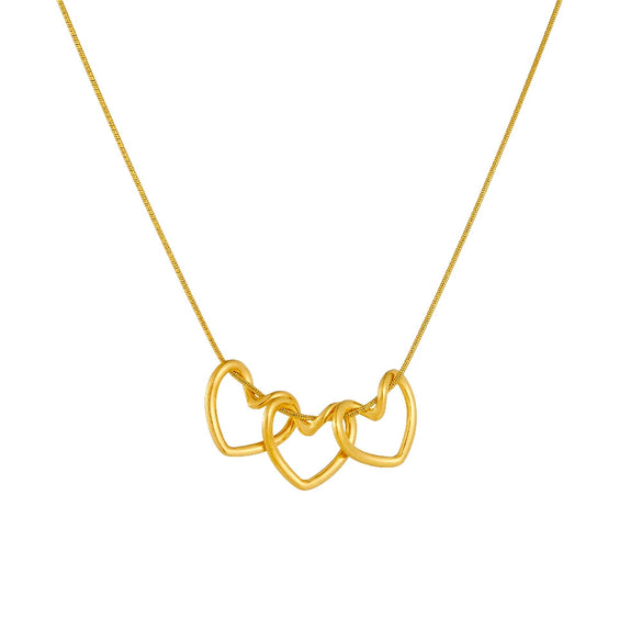 Wholesale Women's Stainless Steel Heart Shape Love Link Pendant Necklace With Goldplated Electroplating