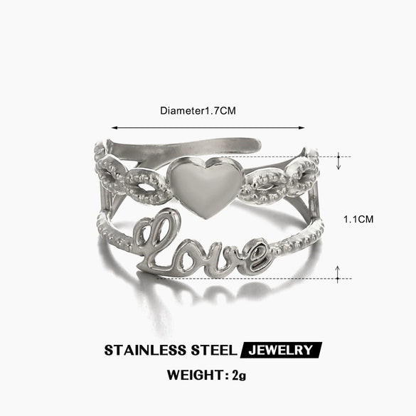 Wholesale Women's Stainless Steel Heart Shape Love Ring With Electroplating Design