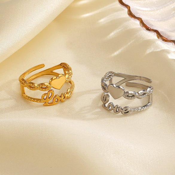 Wholesale Women's Stainless Steel Heart Shape Love Ring With Electroplating Design