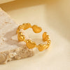 Wholesale Women's Stainless Steel Heart Shape Open Adjustable 18K Gold Plated Ring