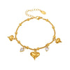 Wholesale Women's 316L Stainless Steel Heart Shape Pendant Bracelet With Electroplated 18K Gold Color Preservation And Zircon