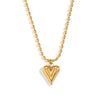 Wholesale Women's Stainless Steel Heart Shape Pendant Necklace With Pvd Furnace Vacuum Real Gold Plating