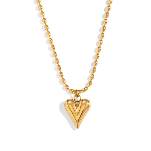 Wholesale Women's Stainless Steel Heart Shape Pendant Necklace With Pvd Furnace Vacuum Real Gold Plating