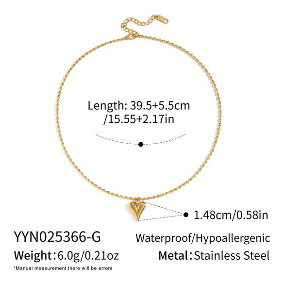 Wholesale Women's Stainless Steel Heart Shape Pendant Necklace With Pvd Furnace Vacuum Real Gold Plating