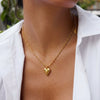 Wholesale Women's Stainless Steel Heart Shape Pendant Necklace With Pvd Furnace Vacuum Real Gold Plating