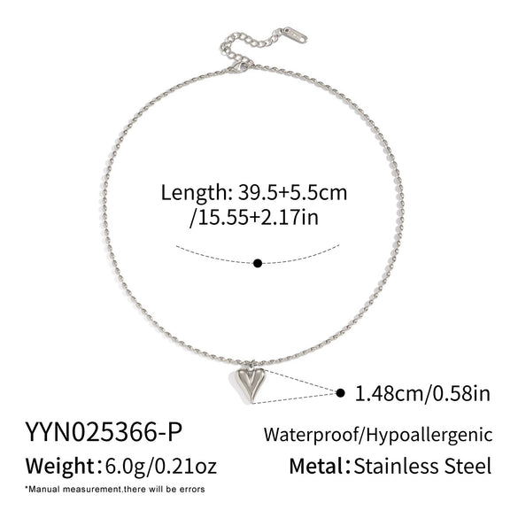 Wholesale Women's Stainless Steel Heart Shape Pendant Necklace With Pvd Furnace Vacuum Real Gold Plating